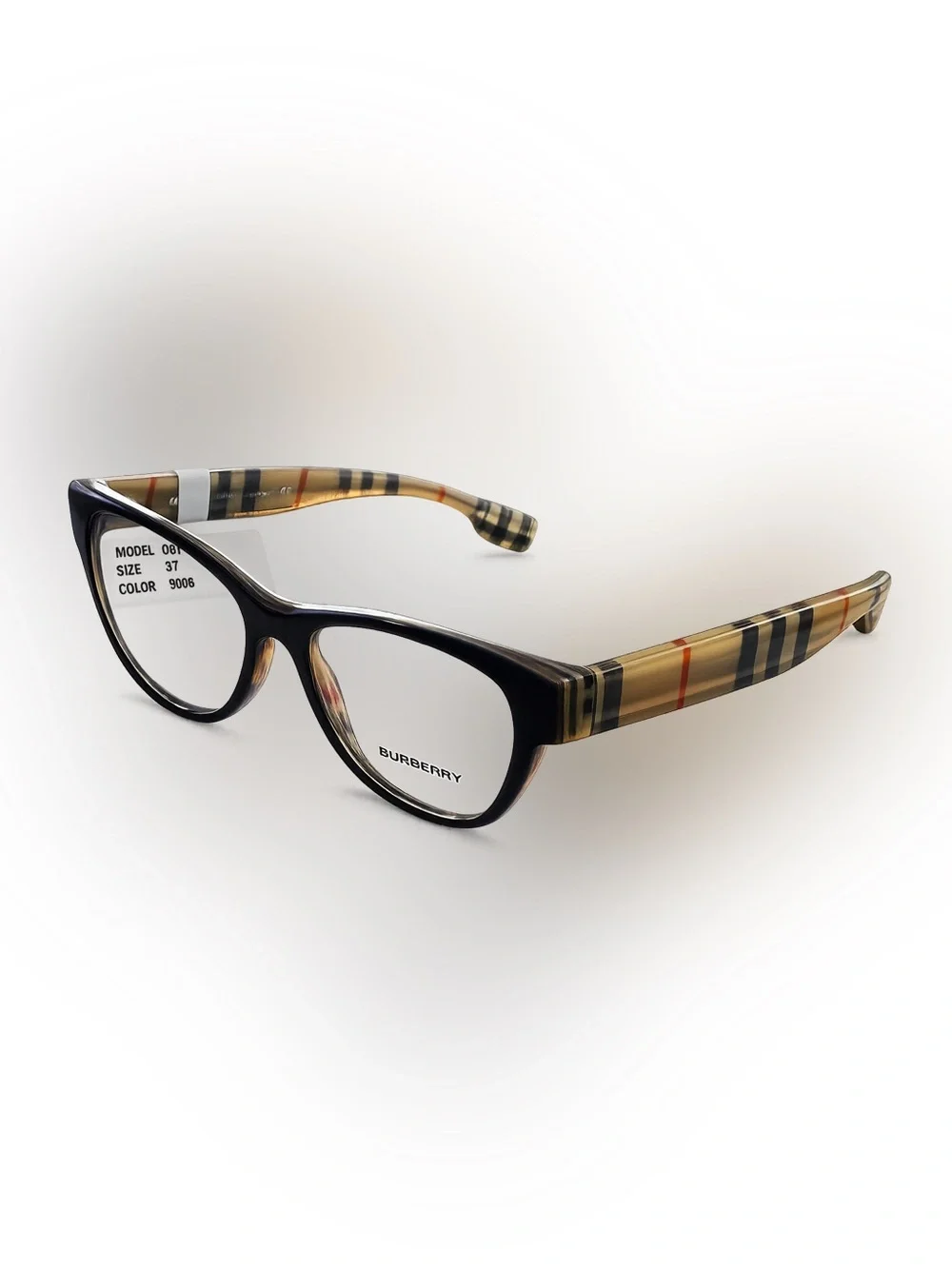 Burberry Black Cat-Eye Glasses with Signature Check Temples